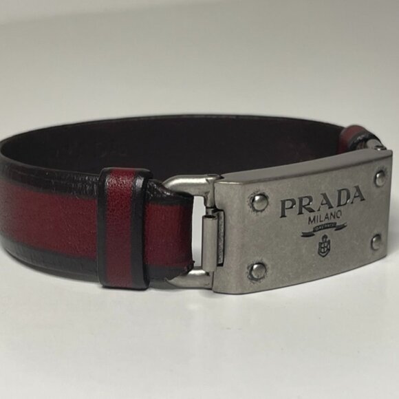 Prada | Red Leather Buckle Bracelet - Picture 4 of 7